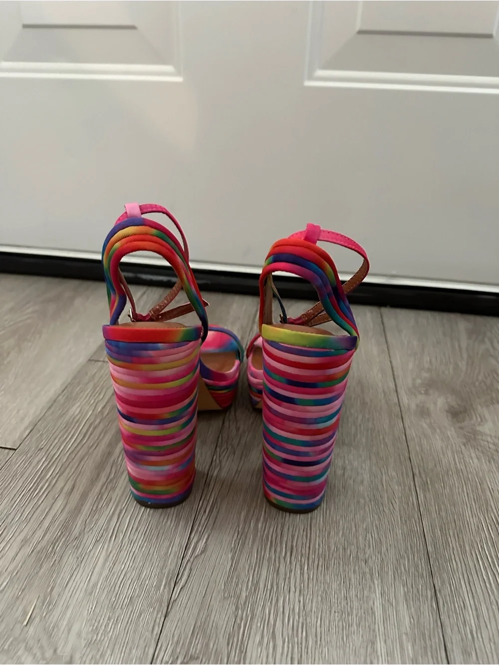 Women's Rainbow Platform Block Heel Sandals - Multicolor